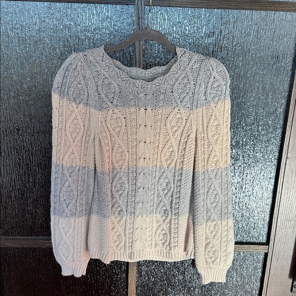 La Vie Rebecca Taylor Cable Striped Pullover sweater size XL - Picture 4 of 8